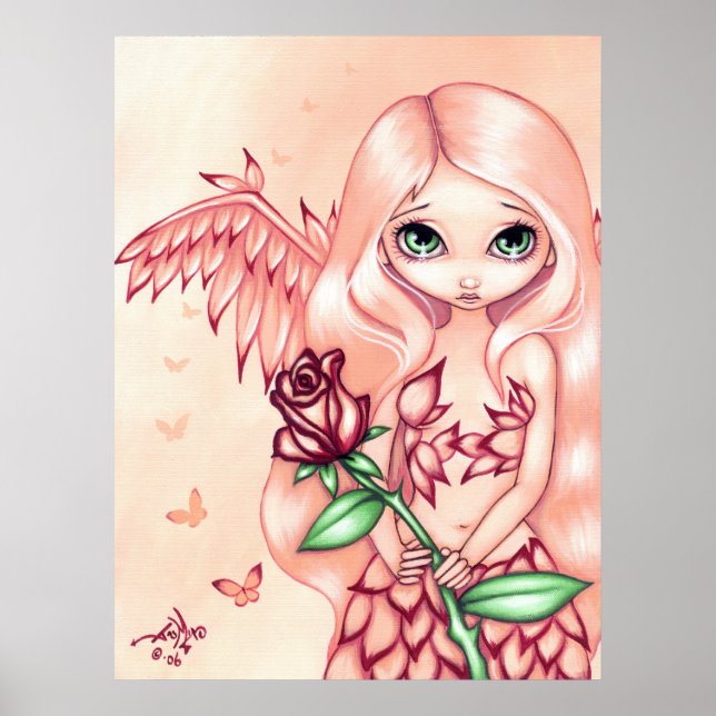Pale Rose ART PRINT fantasy angel (Front)