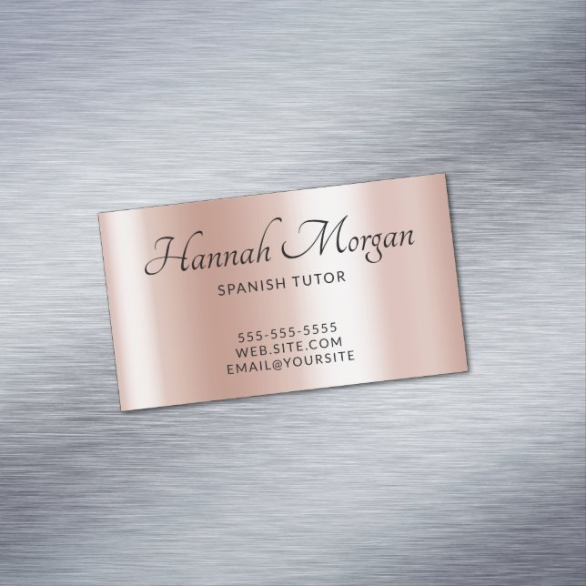 Pale Rose Gold Elegant Ombre Business Card Magnet (In Situ)