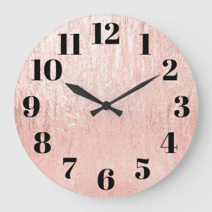 Pale Rose Gold Glam Texture Large Clock