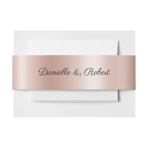 Pale Rose Gold Gradient Foil Modern Cursive Invitation Belly Band