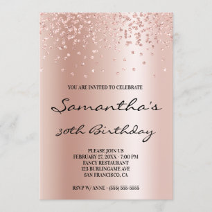 Pale Rose Gold Ombre Foil Confetti Glitter Invitation