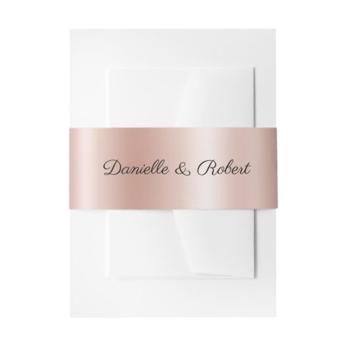 Pale Rose Gold Ombre Foil Modern Cursive Invitation Belly Band