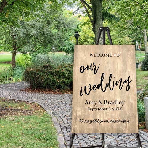 Pale Rustic Wood Simple Typography Our Wedding Foam Board