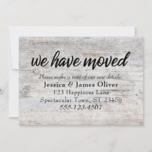 Pale Rustic Wood "We Have Moved" Insert Card