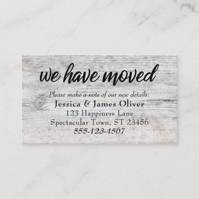 Pale Rustic Wood "We Have Moved" Insert Card (Front)
