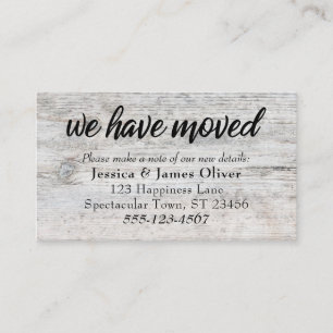 Pale Rustic Wood "We Have Moved" Insert Card
