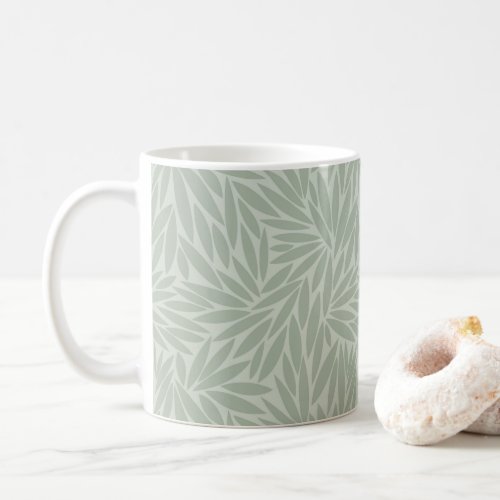 Pale Sage Green Leaf Pattern Coffee Mug