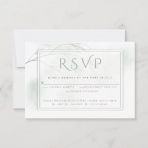 Pale Sage Green Watercolor Wash Gray Willow RSVP Card