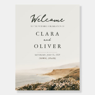 Pale Sand Olive Beach Rose Wedding Welcome Sign
