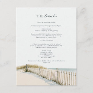 Pale Sand Teal Cape Cod Shoreline Wedding Details Enclosure Card