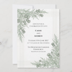 Pale Scottish Thistle Botanical Wedding Invitation