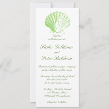 Pale Sea Glass Green Sea Shells Wedding Invitation by OddballAffairs at Zazzle