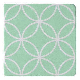 Pale seafoam green and white pattern trivet