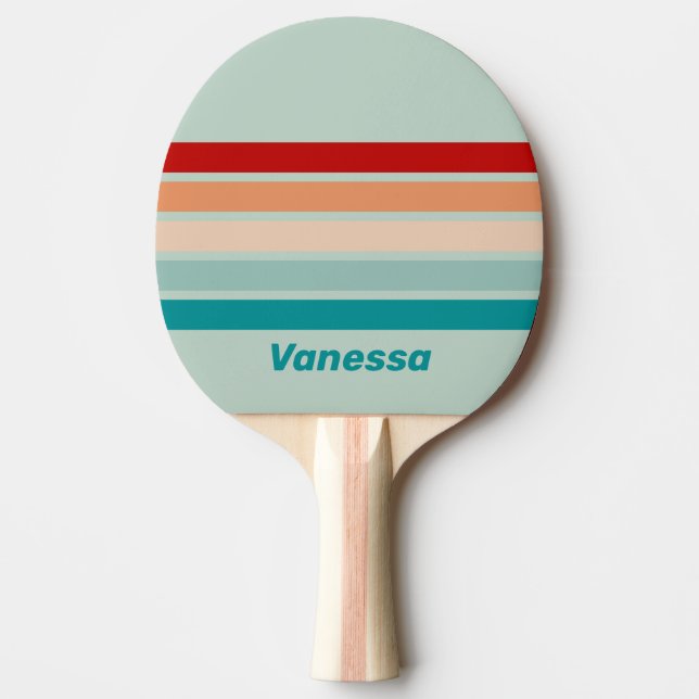 Pale Seaglass Across Striping with Name Ping Pong Paddle (Front)