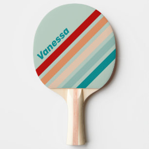 Pale Seaglass Angled Striping with Name Ping Pong Paddle