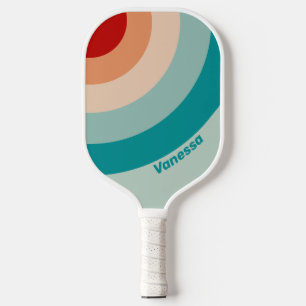 Pale Seaglass Circle Stripe with Name Pickleball Paddle