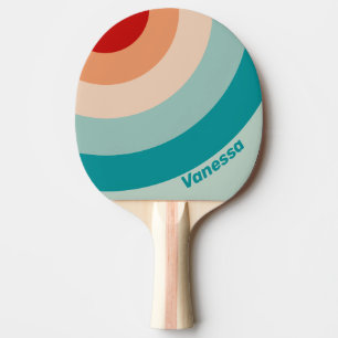 Pale Seaglass Circle Stripe with Name Ping Pong Paddle