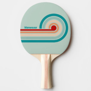 Pale Seaglass Curl Stripes with Name Ping Pong Paddle