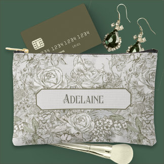 Pale Sepia Toile Accessory Pouch