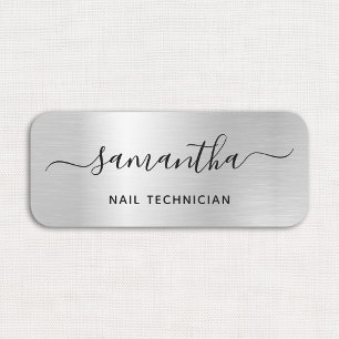 Pale Silver Grey Glam Signature Name Job Title Tag