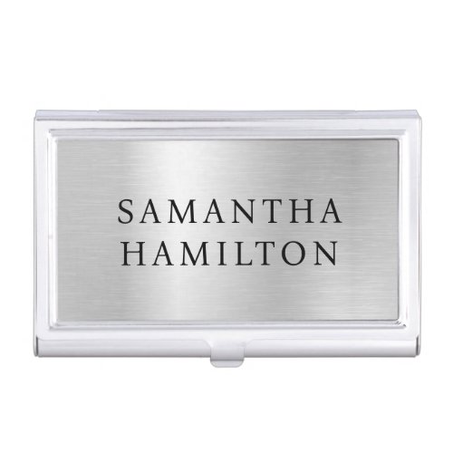 Pale Silver Grey Gradient Glam Business Card Case