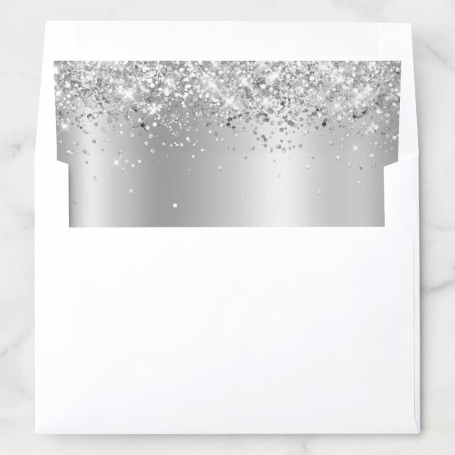 Pale Silver Ombre Foil and Sparkly Glitter Envelope Liner (In Envelope)