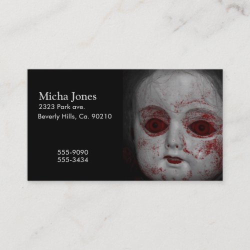 Pale Skin Doll With Blood Red Eyes Business Card