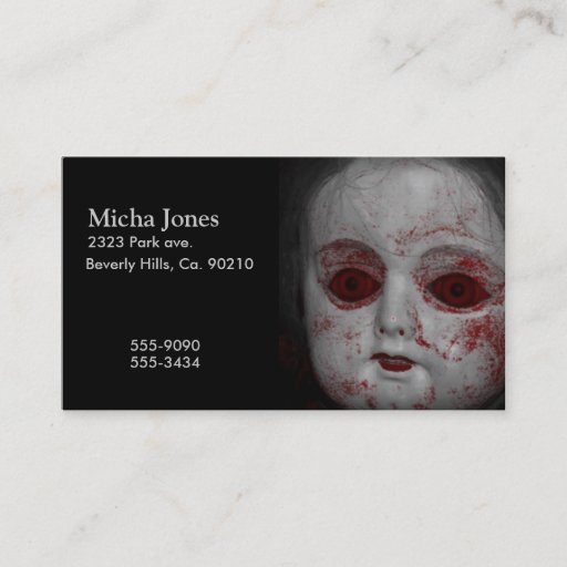 Customizable Pale Skin Doll With Blood Red Eyes Business Card Template