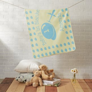 Pale Sky Blue Airplane Personalized 1st