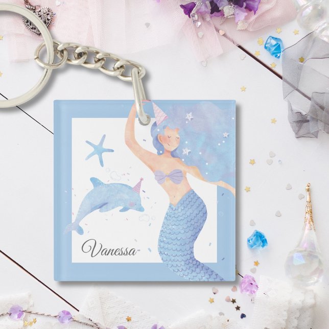 Pale Sky Blue Mermaid Party Adventure Keychain (Creator Uploaded)