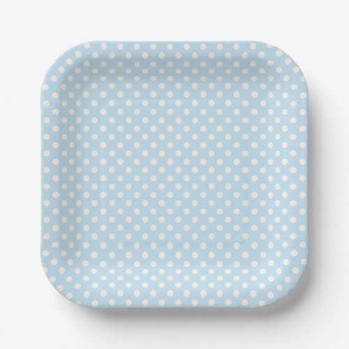 Pale Sky Blue with Off_White Dot Pattern Paper Plates