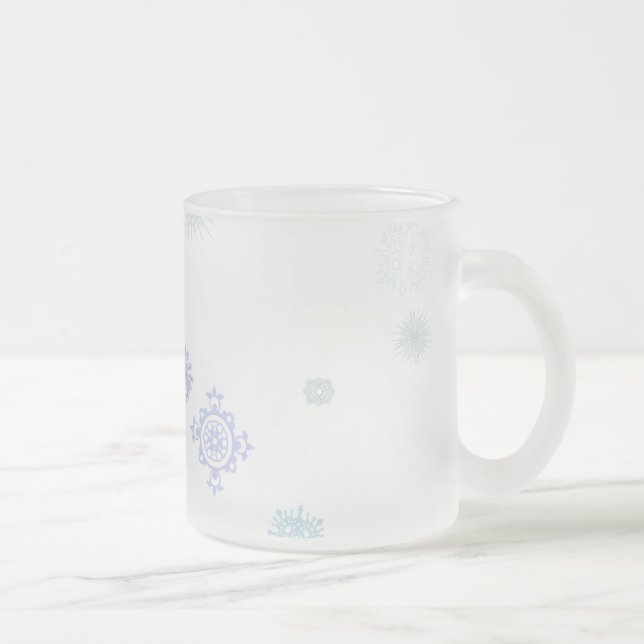 Pale Snowflakes Frosted Glass Coffee Mug (Right)