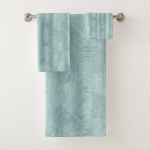 Pale soft pastel shades of sage green silk texture bath towel set