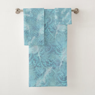 Pale soft pastel shades of sage green silk texture bath towel set