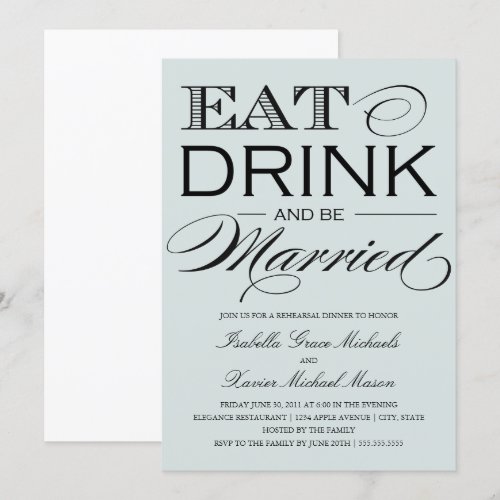 5 x 7 Eat, Drink &amp; Be Married | Rehearsal Dinner Announcements