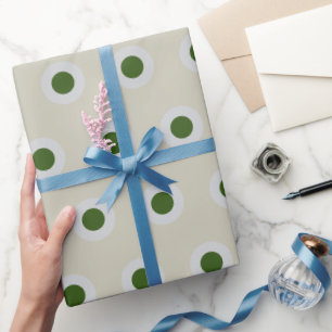 Pale Taupe Green Grey Polka Dots Simple Retro Wrapping Paper
