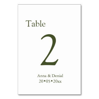 Pale taupe table Numbers cards