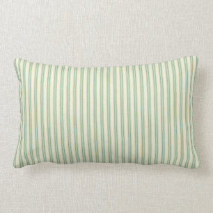 Pale teal and cream stripes lumbar pillow