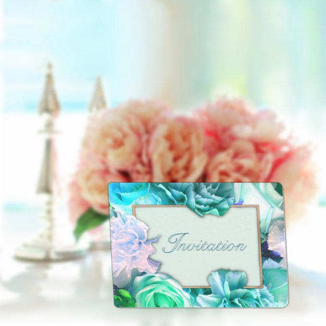 Pale Teal Rose Birthday Party Invitation (Creator Uploaded)