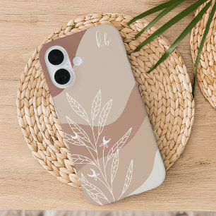 Pale Terracotta Boho Color Flow Botanical Monogram iPhone 16 Case