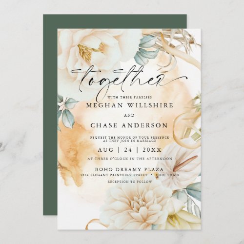 Pale Terracotta Ivory Watercolor Floral Invitation