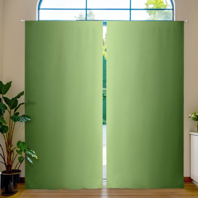Pale to Forest Green Ombre Blackout Curtains (Living Room)