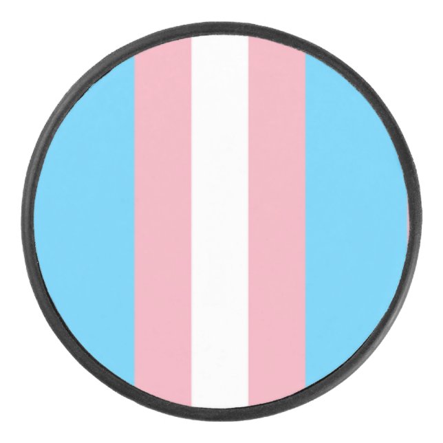 pale trans flag on hockey puck (Front)