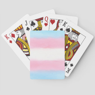 pale trans flag on playing cards