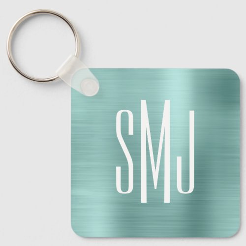 Pale Turquoise 3 Letter Monogram Keychain