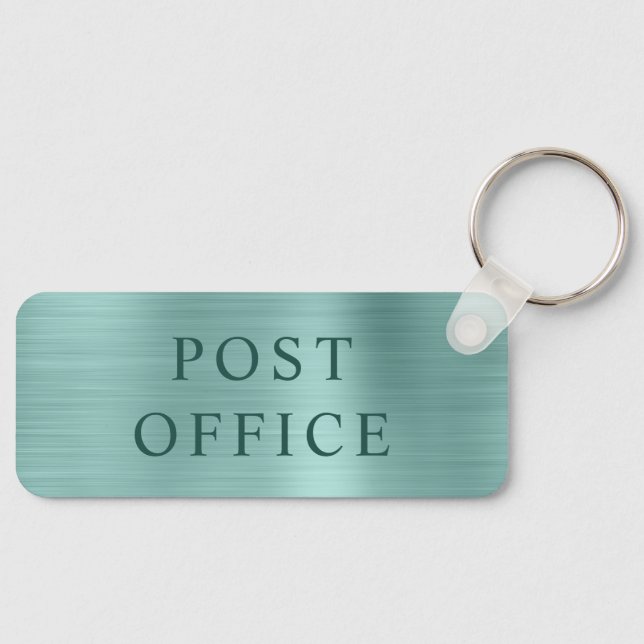 Pale Turquoise Foil Post Office Keychain (Front)