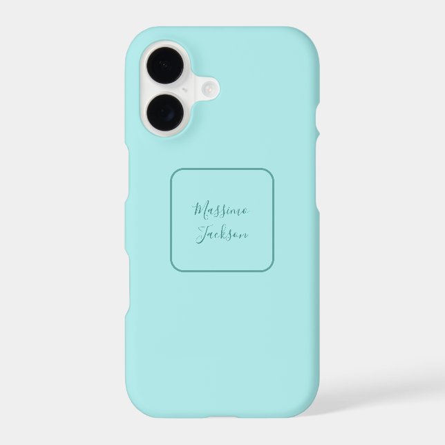Pale Turquoise Minimalist Add Name Personalized Case-Mate iPhone Case (Back)