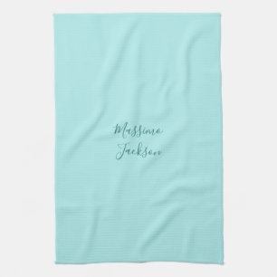 Pale Turquoise Minimalist Add Name Personalized Kitchen Towel