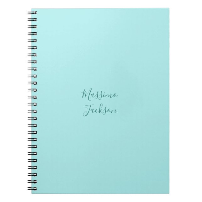 Pale Turquoise Minimalist Add Name Personalized Notebook (Front)