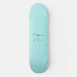 Pale Turquoise Minimalist Add Name Personalized Skateboard